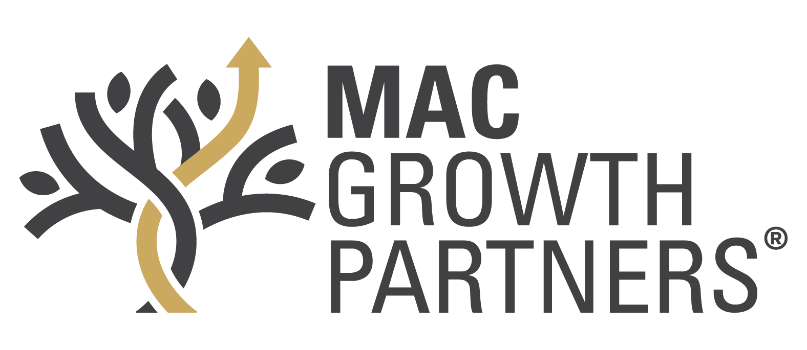 MAC Growth Partners logo with a stylized tree featuring gold and black branches, one ending in an upward arrow, next to bold black text stating the company name.